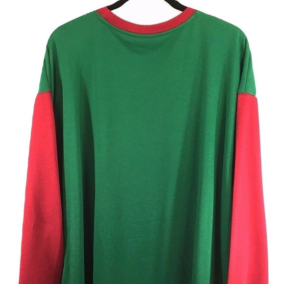 Surfing Santa Christmas Sweatshirt Green Red 4XB - Picture 7 of 8